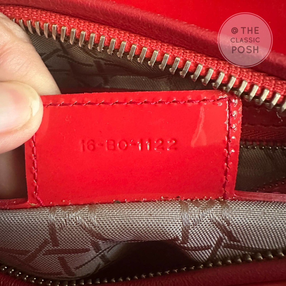 ❌SOLD❌EUC Christian Dior Lady Medium Patent Red Orange Silver HW - Picture 16 of 16